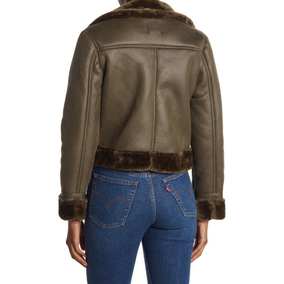 Faux leather cropped bomber jacket - Picture 5 of 8